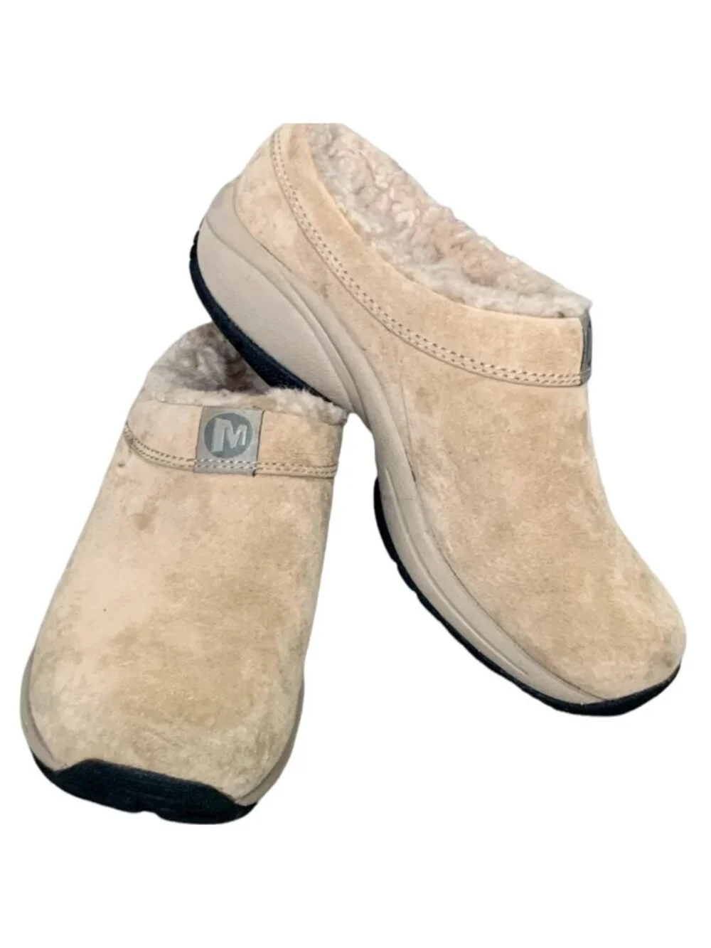Merrell Primo Chill Slide Beige Suede Upper Wool Fleece Lined w/o Insole 5.5 42D